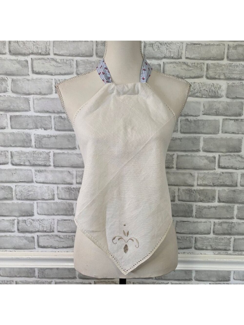 Upcycled Vintage Linen Halter Top OOAK NWT Festival Wear OS Cottage Eleanor